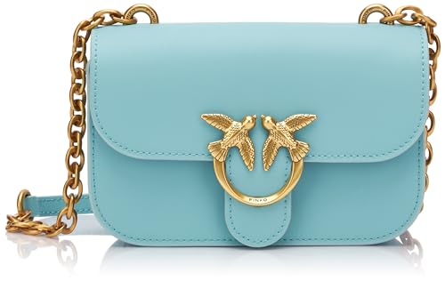 Pinko Damen Love Bell LIEBESGLOCKE Mini Vitello SETA DI, E52Q_Azzurro MARE-Antique Gold von Pinko