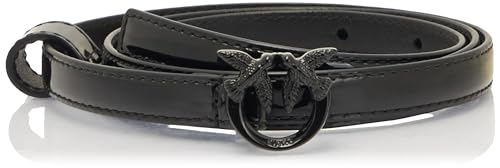 Pinko Damen Love Berry H1 Belt verspiegeltes Kalbsleder Gürtel, Z99b_schwarz Limousine Block Color, S von Pinko