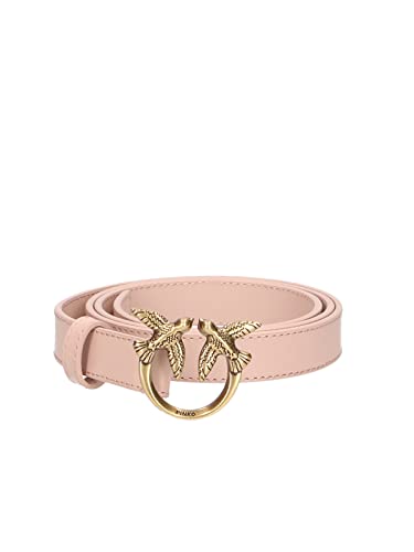 Pinko Damen Love Berry H2 Belt Kalbsleder Set Gürtel, Rosa (O81q_Puder-Antique Gold), S von Pinko