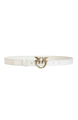 Pinko Damen Love Berry H2 Belt Kalbsleder Set Gürtel, Z14q_Weiß Seide-Antique Gold, L von Pinko