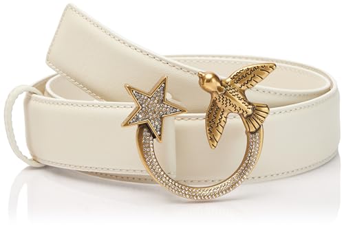 Pinko Damen Love Berry H3 Belt Kalbs-Set Gürtel, Z14u_White Seta-Shiny Gold, M von Pinko