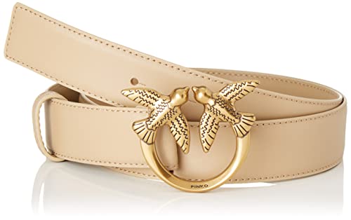 Pinko Damen Love Berry H3 Belt Kalbsleder Set Gürtel, D28q_beige Safari-Antikgold, S von Pinko