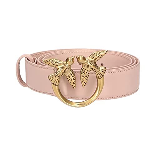 Pinko Damen Love Berry H3 Belt Kalbsleder Set Gürtel, O81q_Antique Gold Puder, S von Pinko