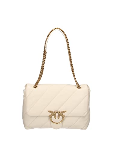 Pinko Damen Love Big Puff Cl Sheep Quaste Tasche, Z14q_Weiß Seide Antique Gold von Pinko