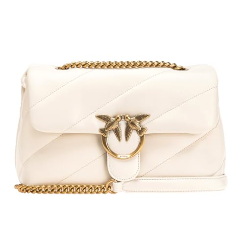 Pinko Damen Love Classic Puff CL Sheep NAP Handtasche, Z14Q_Bianco SETA-Antique Gold von Pinko