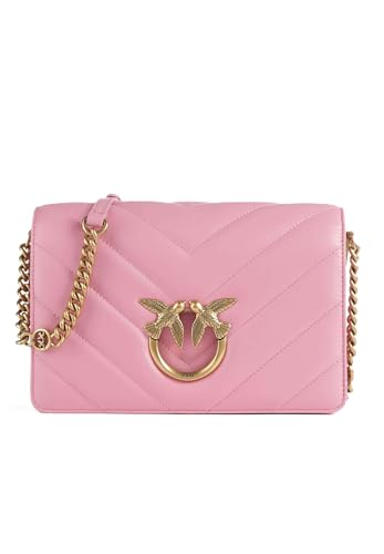 Pinko Damen Love Click Classic Sheep Nappa Big Chevron Tasche, P31q_Marine-Antik-Gold von Pinko