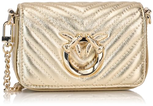 Pinko Damen Love Click Micro Metal Sheep Nappa Chevron Tasche, Zzlb_Gold-Block Color von Pinko