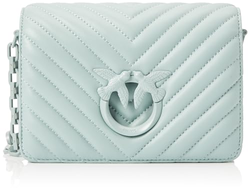 Pinko Damen Love Click Mini Sheep Nappa Chevron Tasche, E68b_bruma Grau-Block Color von Pinko