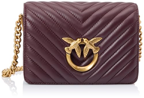 Pinko Damen Love Click Mini Sheep Nappa Chevron Tasche, M03q_Braun Schokolade-Antik-GOL von Pinko