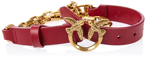 Pinko Damen Love Day Chain H2 Vitello Belt, R40q_Dark red Antique Gold, XS von Pinko