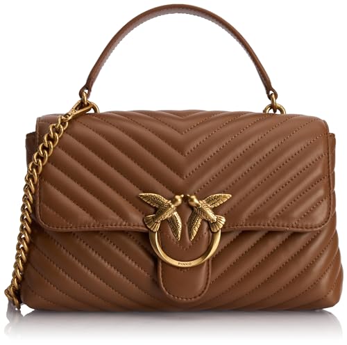 Pinko Damen Love Lady Puff Classic Cl Sheep Nappa Chevron Tasche, L17q_braun-Leone-antik Gold von Pinko