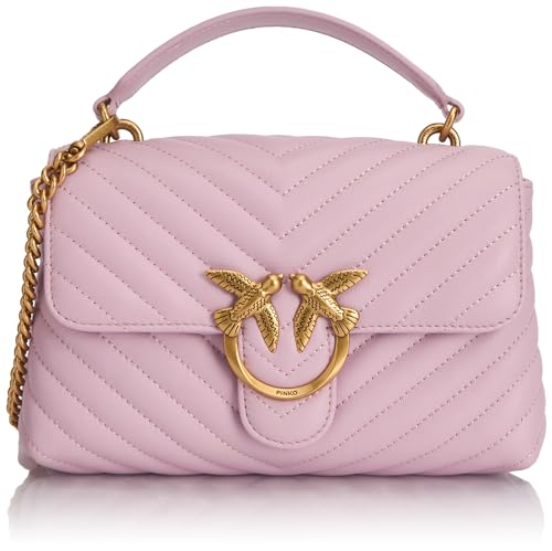 Pinko Damen Love Lady Puff Mini CL Sheep Nappa Chevron Tasche, wgq_lila-Antique Gold von Pinko