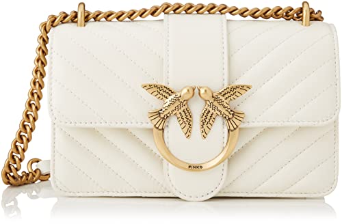 Pinko Damen Love Mini ICON V Quilt DC Shee, Z14q_weiß + Bank-antik Gold Pinko Damen Love Mini ICON V Quilt DC Shee, Z14q_weiß + Bank-antik Gold von Pinko