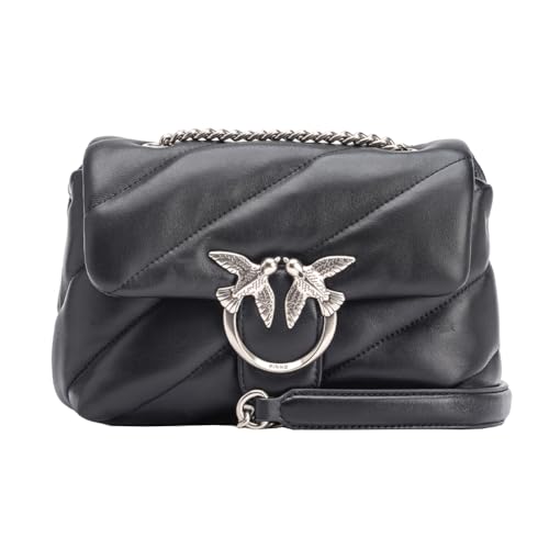 Pinko Damen Love Mini Puff Cl Sheep Nappa Tasche, Z99o_Black-Old Silver von Pinko