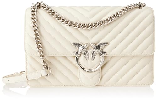 Pinko Damen Love ONE Classic Sheep NAPP Liebe EINEN KLASSISCHEN DC-SCHAFNAPP, Z14O_Bianco SETA-Old Silver von Pinko