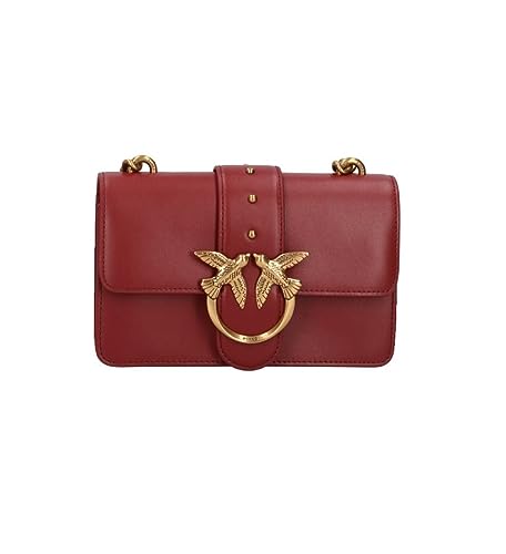 Pinko Damen Love ONE Liebe EINEN Mini CL Vitello SETA, R40Q_Dark RED-Antique Gold von Pinko