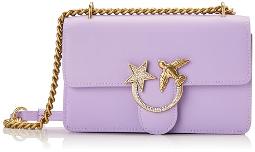 Pinko Damen Love ONE Liebe EINEN Mini DC Vitello SETA, Y48U_TULIPANO Viola-Shiny Gold von Pinko