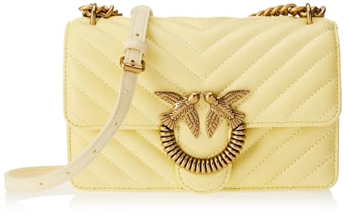 Pinko Damen Love ONE Mini DC V-Quilt Nappa, C08Q_DOPPIA Panna-Antique Gold von Pinko