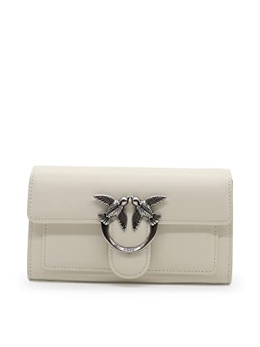 Pinko Damen Love ONE Wallet Liebe EINE GELDBÖRSE C Vitello, Z14O_Bianco SETA-Old Silver von Pinko