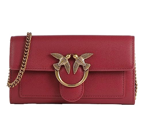 Pinko Damen Love ONE Wallet Liebe EINE GELDBÖRSE C Vitello SETA, R40Q_Dark RED-Antique Gold von Pinko