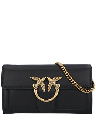 Pinko Damen Love ONE Wallet Liebe EINE GELDBÖRSE C Vitello SETA, Z99Q_Nero-Antique Gold von Pinko