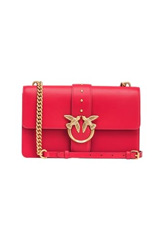 Pinko Damen Love One Classic Cl Kalbseide Tasche, R30q_Rot-Antikgold Pinko Damen Love One Classic Cl Kalbseide Tasche, R30q_Rot-Antikgold von Pinko