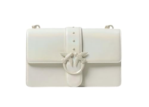 Pinko Damen Love One Classic Cl Naplack Tasche, Z14b_Weiß + Weiß-Block Color von Pinko