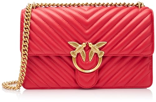 Pinko Damen Love One Classic Dc Sheep Nappa Chevron Tasche, R30q_Rot-Antik-Gold von Pinko