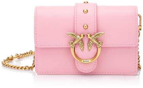 Pinko Damen Love One Micro C Kalbseide Tasche, P31q_Rosa-Marino-Antik Gold von Pinko