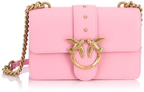 Pinko Damen Love One Mini Cl Kalbsleder Seide Tasche, P31q_Marine-Antik-Gold von Pinko