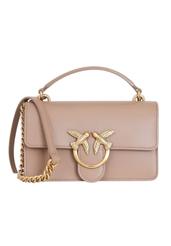 Pinko Damen Love One Mini Light Kalb Seide Tasche, D01q_Keks Ingwer-Antik Gold von Pinko