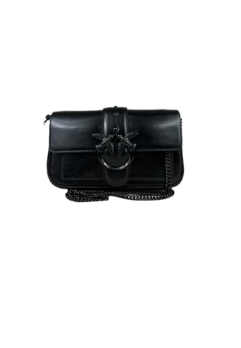 Pinko Damen Love One Pocket C Naplack Tasche, Z99b_Schwarz Limousine Block Color von Pinko