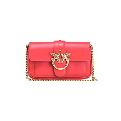 Pinko Damen Love One Pocket C Seidenkalbsleder Tasche, R41q_rot Granat-antikes Gold von Pinko