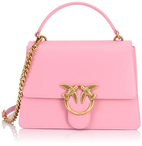 Pinko Damen Love One Top Handle Classic Light Kalbsleder Seide Tasche, P31q_Marine-Antik-Gold von Pinko