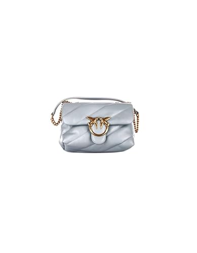Pinko Damen Love Puff Mini Cl Sheep Nappa Tasche, E68q_bruma Antikgrau Gold von Pinko