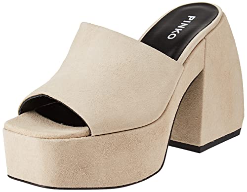 Pinko Damen Margaux Wedge Suede Keilsandale, C70 Beige Taupe hell, 40 EU Weit von Pinko