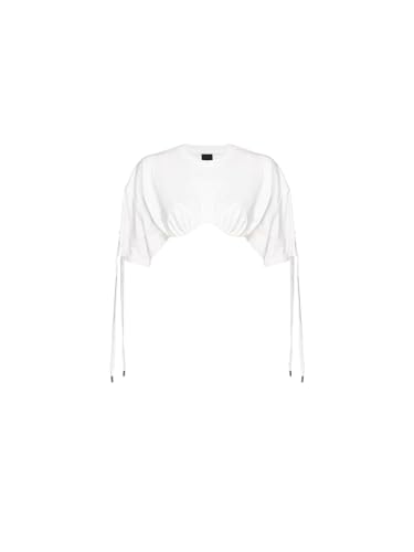 Pinko Damen Miami Vice Compact-Trikot Jersey mit Schnüren T-Shirt, Z04_weiß Brill, Medium von Pinko