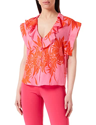 Pinko Damen Musselin Bluse, Bedruckt Unterhemd, Nr1_Pink/Rot, 38 cm von Pinko