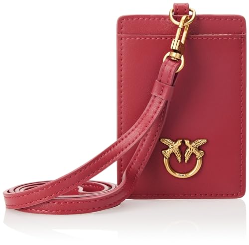 Pinko Damen Neck Card Holder Kalbsleder Seide Reisezubehör-Kartenhüllen für Reisende, R40q_Dark red Antique Gold von Pinko