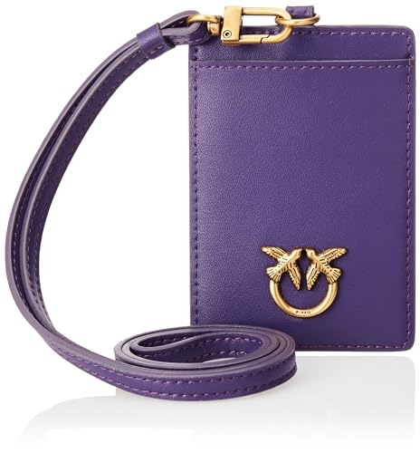 Pinko Damen Neck Card Holder Kalbsleder Seide Reisezubehör-Kartenhüllen für Reisende, W84q_Violett Uva-Antique Gold von Pinko