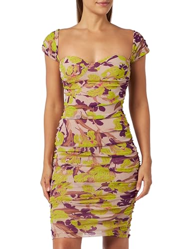 Pinko Damen Orbital Kleid Retina St. Iris Cocktailkleid, Cs4_Mult.beige/Verde, XXS von Pinko