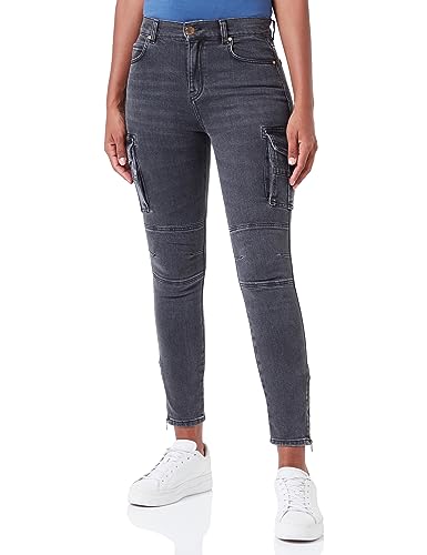 Pinko Damen PRESSIONE Cargo Denim Black CO Jeans, PJS_LAVAGGIO Light Grey, 27 von Pinko