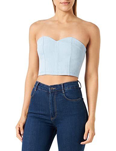 Pinko Damen PRIMATO BUSTINO Denim Comfort Mode-Weste, PJ2_LAVAGGIO Bleach DOWN, 48 von Pinko