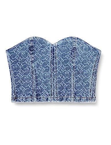 Pinko Damen PRIMATO BUSTINO Denim Logo LAS Mode-Weste, ZG4_Bianco/BLU Scuro, 40 Pinko Damen PRIMATO BUSTINO Denim Logo LAS Mode-Weste, ZG4_Bianco/BLU Scuro, 40 von Pinko