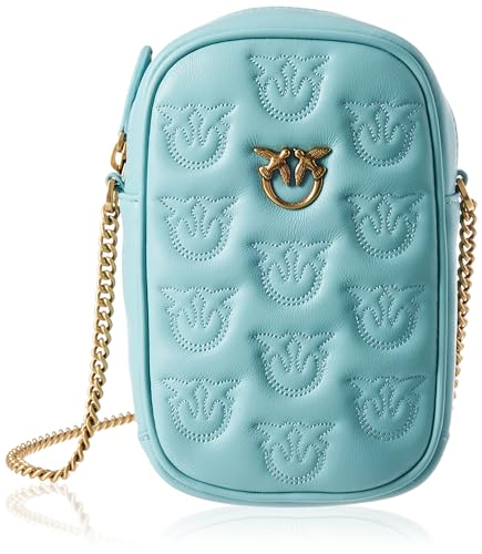Pinko Damen Phone Case Sheep Nappa Logo Ma Reisezubehör-Brustbeutel, E52q_Hellblau Meer-Antikgold Pinko Damen Phone Case Sheep Nappa Logo Ma Reisezubehör-Brustbeutel, E52q_Hellblau Meer-Antikgold von Pinko