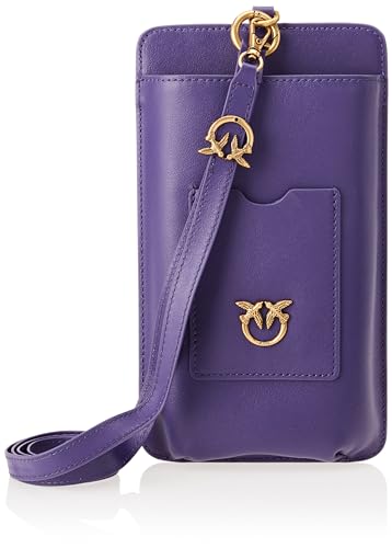 Pinko Damen Phone Folder weiches Kalbsleder Reisezubehör-Brustbeutel, W84q_Violett Uva-Antique Gold von Pinko