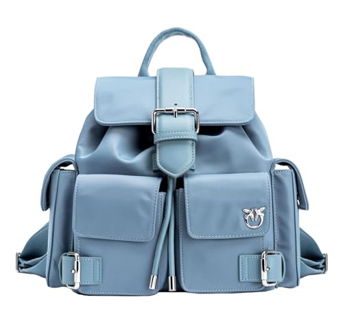 Pinko Damen Pocket Backpack Recycled Material Rucksack, F1nn_cool Blue-Shiny Nickel Pinko Damen Pocket Backpack Recycled Material Rucksack, F1nn_cool Blue-Shiny Nickel von Pinko