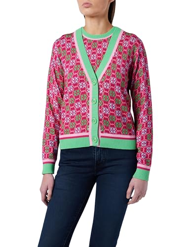 Pinko Damen Puertollano Cardigan 100% Baumwolle St. Monogram Strickjacke, Ys2_Mult.Fuchsia/Grün, XL von Pinko