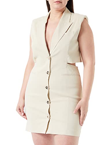 Pinko Damen Recidivo Robe Manteau Lino STR Lässiges Kleid, C28_beige Mandel Glas, 42 von Pinko