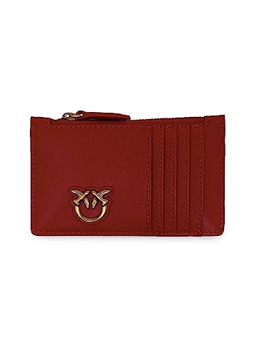 Pinko Damen Reiher Cardholder Kalbsleder Seide Reisezubehör-Kartenhüllen für Reisende, R40q_Dark red Antique Gold von Pinko